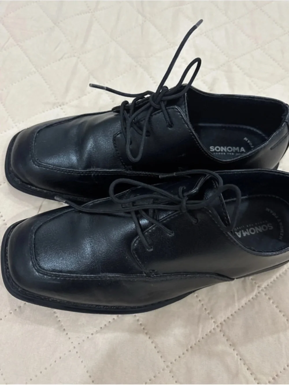 Kohl's Black boys Leather Lace-Up Derbys